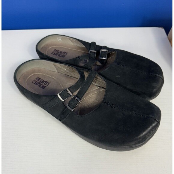 Kalso Earth Kharma Mary Jane Slides Clogs Suede Black Women’s Size 9.5 - Picture 1 of 12